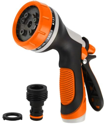 Garden Hose Nozzles with 10 Spray Patterns Sprayer Water Hose Nozzle Spray - color: Orange