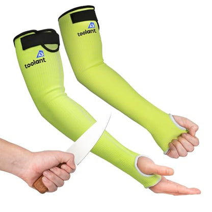 OriStout Cut Resistant Gardening Sleeves with Tumb Hole, Green, 1 Pair - color: Green (1 Pair) - Long, size: One Size