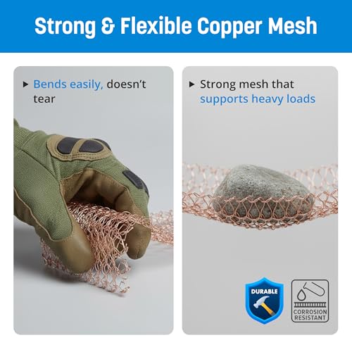 Coldbreak Copper Mesh Rodent Control – 5" x 100' Rustproof Copper Wool Roll for Wall Hole Filler, Rodent Control, Bat & Snail Blocker – Perfect for Hole Sealing, Gardening & Water Pipe Openings - size: 100'