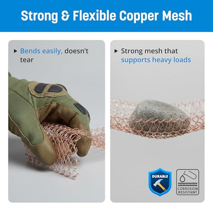Coldbreak Copper Mesh Rodent Control – 5" x 100' Rustproof Copper Wool Roll for Wall Hole Filler, Rodent Control, Bat & Snail Blocker – Perfect for Hole Sealing, Gardening & Water Pipe Openings - size: 100'