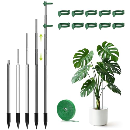 Aieve Extendable Plant Stakes, 13 to 49in Telescoping Monstera Plant Stakes