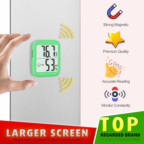 Antonki 2 Pack Room Thermometer Indoor Hygrometer - color: 2 Pcs* Natural Green
