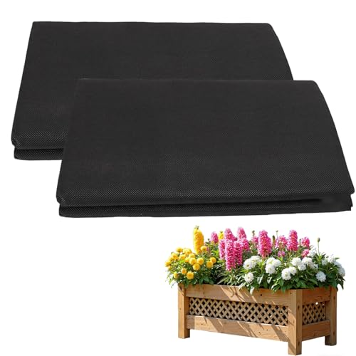 2 Pack Raised Garden Bed Liner, Raised Garden Bed Liner Non Woven, Fabric Planter Liner for Greenhouse Vegetable Gardening, Cuttable Plant Liner with Soil Containment & Water Drainage