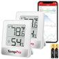 TempPro TempAir 2 Pieces Digital Hygrometer Indoor Thermometer - color: White Bluetooth Indoor Thermometer