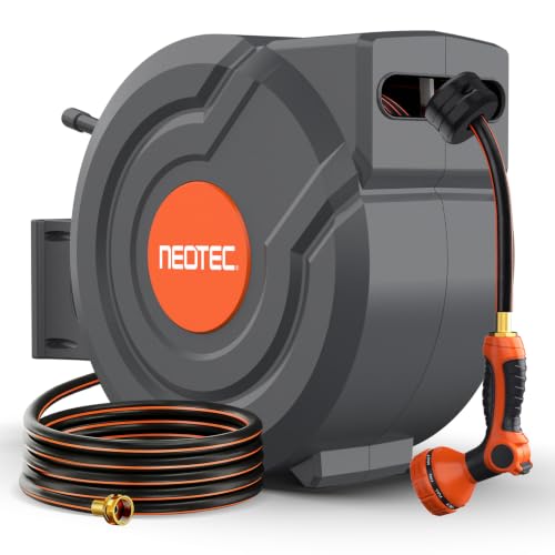 5/8 in 115 ft Retractable Garden Hose Reel with 9-Pattern Sprayer Nozzle