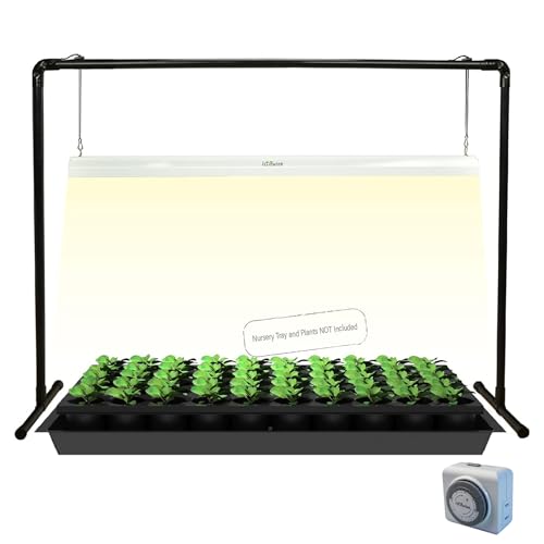 2 feet LED Grow Light Stand for Seedling,Iron Pipe Frame,with Natural White Light Full Spectrum LED Plant Growing Lamp, Light Height Ajustable,with Timer Outlet - style: Iron Pipe 2 Feet