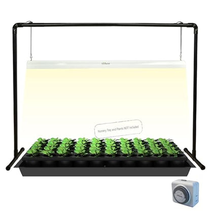 2 feet LED Grow Light Stand for Seedling,Iron Pipe Frame,with Natural White Light Full Spectrum LED Plant Growing Lamp, Light Height Ajustable,with Timer Outlet - style: Iron Pipe 2 Feet