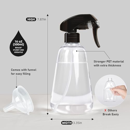 Spray Bottle 2 Pack, 16oz - Ultra Fine Mist, Plant Mister Indoor, Funnel - color: Clear