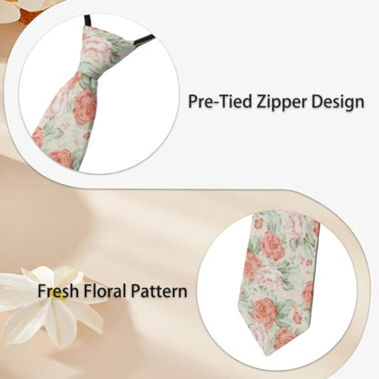 Pre Tied Floral Ties for Men Cotton Zipper Tie Colorful Necktie - color: Style-03