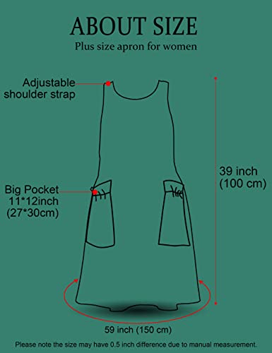 Big Plus Size Aprons for Women with Pockets Cotton Linen Baking Kitchen Cooking - color: Daisy
