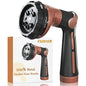 FANHAO Heavy Duty Garden Hose Nozzle, Metal Hose Sprayer Easy Thumb Control - color: Brown