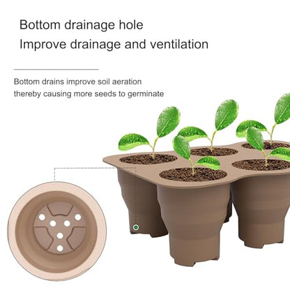Seed Starter Trays, 2 Pack 6 Cells Seed Starter Kit, Silicone Plant Germination Trays Gardening Starter Kit, Reusable Seed Starter Tray for Plant Germination, Seeds Growing - color: 2 Pack 6 Cells