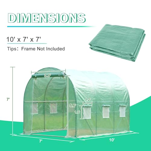 Aoodor 10'X7'X7' Greenhouse Replacement Cover - size: 10'X7'X7'