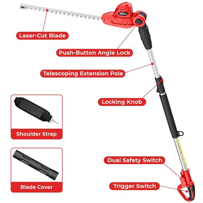 HEINPRO Cordless Pole Hedge Trimmer Compatible with Milwaukee M18 Battery