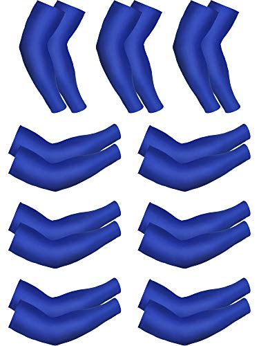 Mudder 9 Pairs UV Protection Arm Sleeves Cooling Ice Silk Sun Sleeves - color: Blue