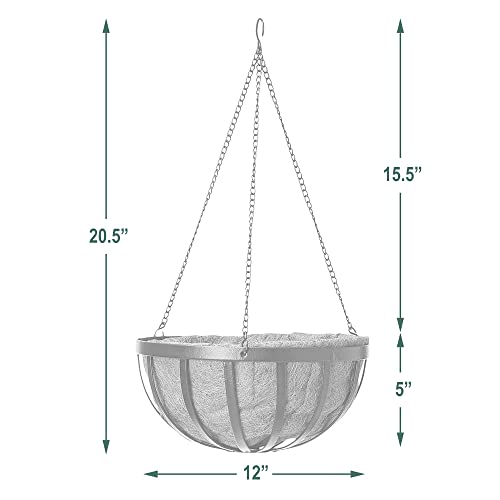 Arcadia Garden Products CB42 12" Solstice Round Hanging Basket, Black - size: 12"