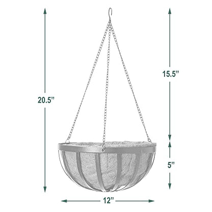 Arcadia Garden Products CB42 12" Solstice Round Hanging Basket, Black - size: 12"