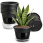 10 Pack 8 Inch Black Nursery Pots with Drainage Holes and Saucers - color: Black, size: 8 inch+10 trays