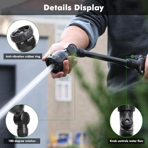 RESTMO Heavy Duty Metal Hose Wand, Watering Wand for Garden Hose - color: Flash Black