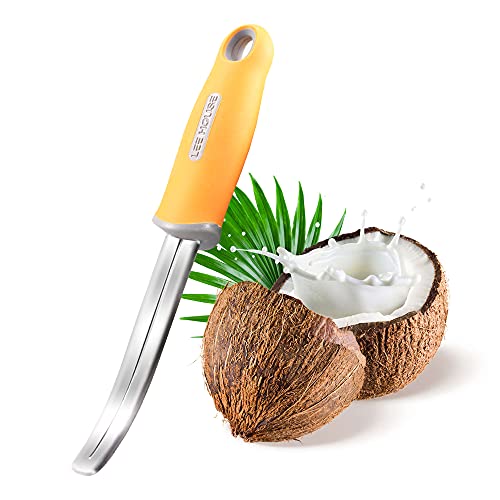 Coconut Meat Remover Knife,Coconut Tool,Coconut Meat Removal Tool Durable Silicone Handle Stainless Steel Coconut Opener Scraper for Kitchen Home