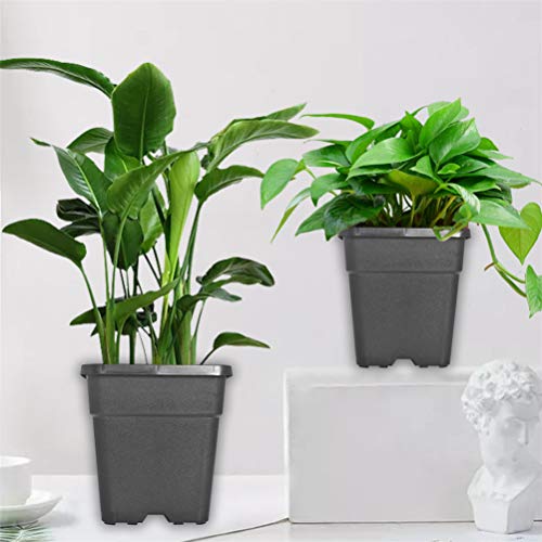 2 Gallon Square Nursery Pots Plant Pots Grow Pots Nursery Container Fit for Planting Soil Plants 10Pcs - color: Black, size: 1.4 Gallon