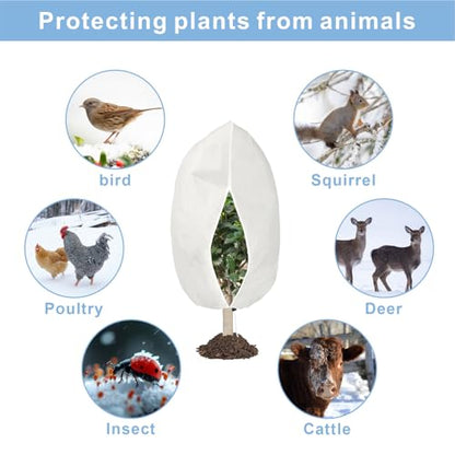 6 PCS Plant Covers Freeze Protection with Zipper Drawstring, 47.2"x31.5" - color: white