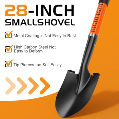 HIGHLIGHT Kids Small Shovel 28Inch Orange Fiberglass D Grip Beach Digging