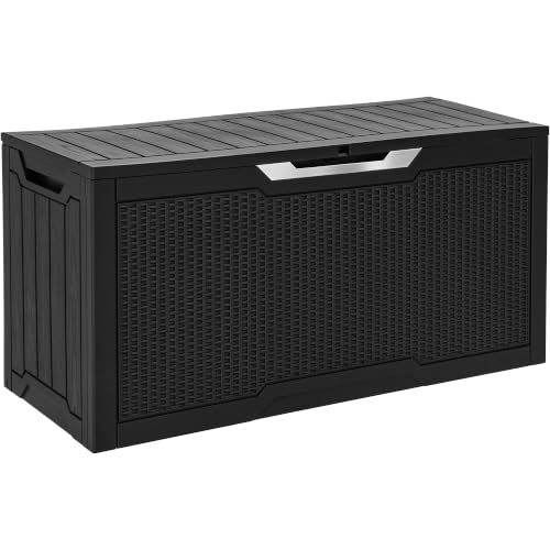 YITAHOME 80 Gallon Outdoor Storage Box - color: Black&Sliver, size: 80 Gallon