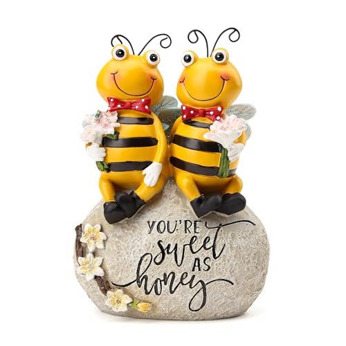 Bee Statue for Garden Decor Bumblebee Figurines Summer Outdoor Decorations - color: Yellow-2