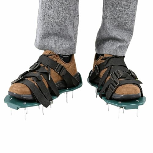 Lawn Aerator Shoes with 26 Spikes – Adjustable 3-Strap or 4-Strap Design for Soil Aeration, Yard and Garden Care(4 Straps) - size: 4 Straps