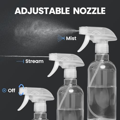 DIYSELF 4 Pack Spray Bottles, 500ml / 16oz Empty Plastic Water Spray Bottle - color: Clear, size: 4-Pack