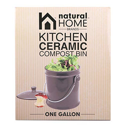 Natural Home 40629 Ceramic Compost Bin, Charcoal