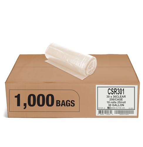 Aluf Plastics 20-30 Gallon Clear Trash Bags - (Huge 1000 Pack) - 30" x 36" - 1.2 MIL (Equivalent) - Heavy Duty Industrial Liners Clear Garbage Bags for Recycling, Contractors, Storage, Outdoor - style: 20-30 Gal, 1.2 Mil Equiv, 1,000 Count