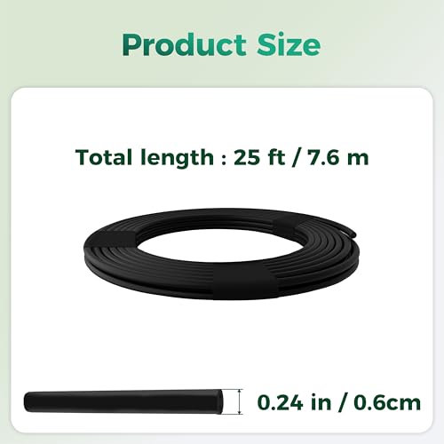 25Ft 1/4 Inch Soft PVC Drip Irrigation Tubing, for Low Pressure System - size: 25FT