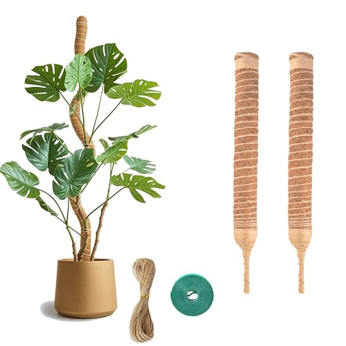 2 Pack Bendable Moss Pole 12 Inch, Monstera Plant Support Stake,Coco Coir Pole Sticks for Indoor Plants,Climbing Potted Plants，Pothos, Philodendron with Plants Ties - size: 2-Pack 12in