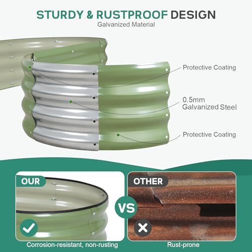 Galvanized Raised Garden Bed Outdoor, 8x2x1ft, Olive Green - color: Olive Green, size: 8×2×1ft (1 Pack)