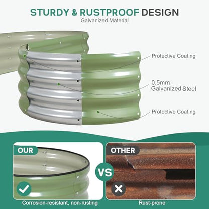 Galvanized Raised Garden Bed Outdoor, 8x2x1ft, Olive Green - color: Olive Green, size: 8×2×1ft (1 Pack)