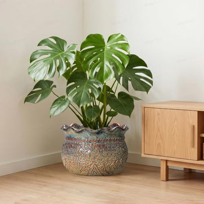 Ceramic Planter, 12 Inch Pots for Plants, Yellowish Brown - color: Yellowish Brown, size: 12 Inch