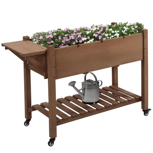 Outsunny Wooden Raised Garden Bed with 8 Grow Grids 49"x21"x34", Brown - color: Brown