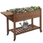 Outsunny Wooden Raised Garden Bed with 8 Grow Grids 49"x21"x34", Brown - color: Brown