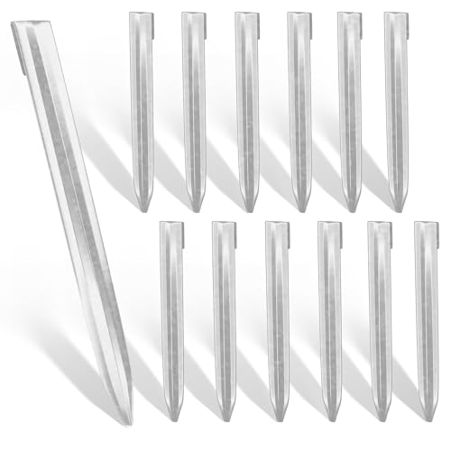 Worth Landscape Edging Stakes, 13Pcs 12Inch Corrugated Metal Garden Stakes Galvanized Steel Bender Board Anchoring Spikes, Silver - color: Silver, size: 12 Inch-13Pcs