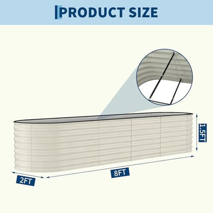 Garvee 2 Pack 8x2x1.5ft Galvanized Raised Garden Bed, Metal Planter Box - color: Beige-oval, size: 8x2x1.5ft 2pcs