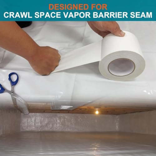 2 PC 4" x 180' Vapor Barrier Tape 9 Mil White Polyethylene Insulation Tape - size: 2 Pack