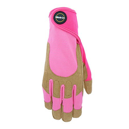 Miracle-Gro MG86208/WML Synthetic Leather Palm Gloves –Medium-Large, Women’s High Dexterity Spandex Back Gloves with Hook and Loop Closure - size: Medium