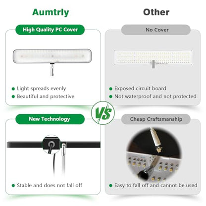 Aumtrly Grow Light Black 3 Pack, Full Spectrum Plant Light, Timer with Base - size: 3 Pack/black