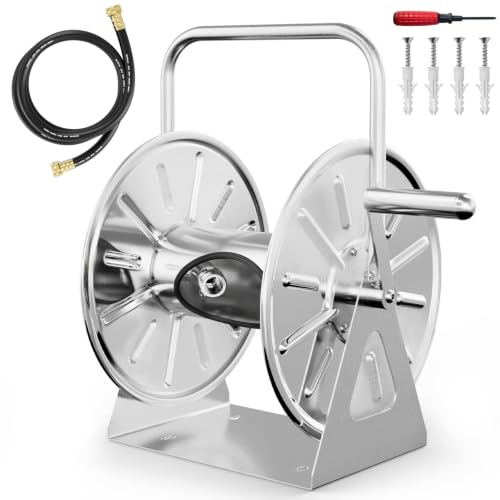 SPECILITE Garden Hose Reel, Holds 5/8In 75ft Capacity, with 6ft Leader Pipe - size: 75 FT, 6 FT Leader