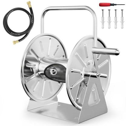 SPECILITE Garden Hose Reel, Holds 5/8In 75ft Capacity, with 6ft Leader Pipe - size: 75 FT, 6 FT Leader