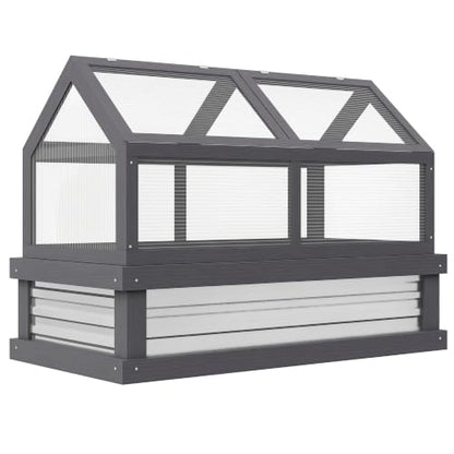 Outsunny Raised Garden Bed, Polycarbonate Mini Greenhouse, Gray - color: Gray