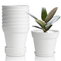 T4U Small Plant Pots 4 Inch 8 Pack, Plastic Indoor Flower Pots Saucer White - color: White, size: 4 inch