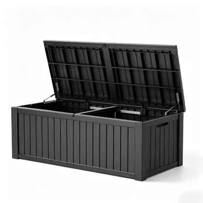 Waterproof Outdoor Storage Box, Resin Patio Organizer,200 Gal,Black - color: Striped Black, style: 200 Gallon